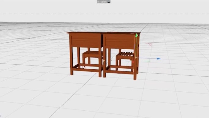 原创老课桌椅三维模型