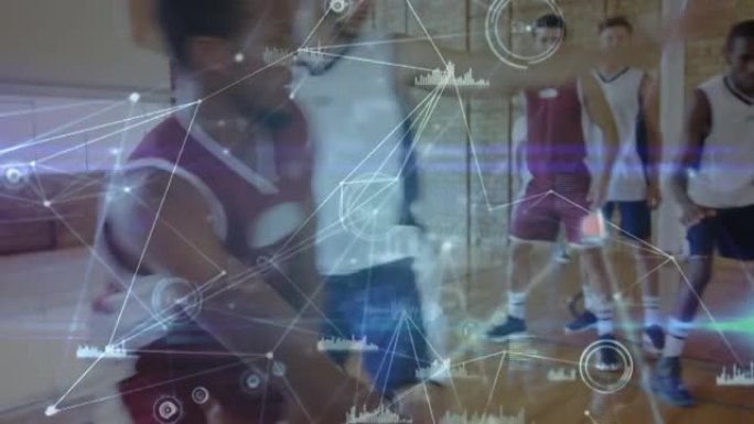 健身房篮球运动员的联系网络动画