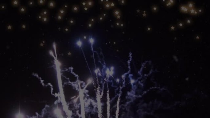 烟花爆炸和发光斑点漂浮的动画