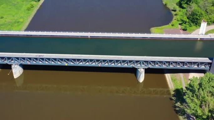 德国马格德堡水桥无人机的鸟瞰图