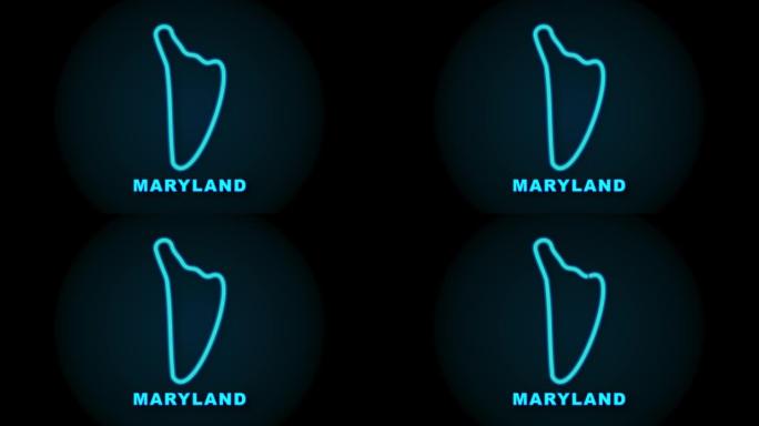 马里兰州地图轮廓动画。运动图形。