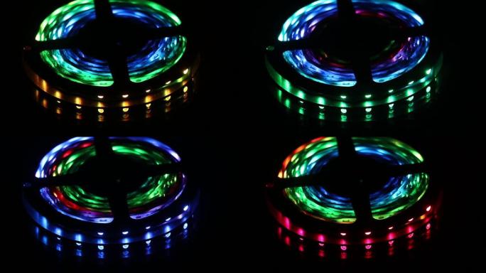 可寻址的RGB彩色发光二极管条照明卷轴中的混合颜色可用于装饰和节日
