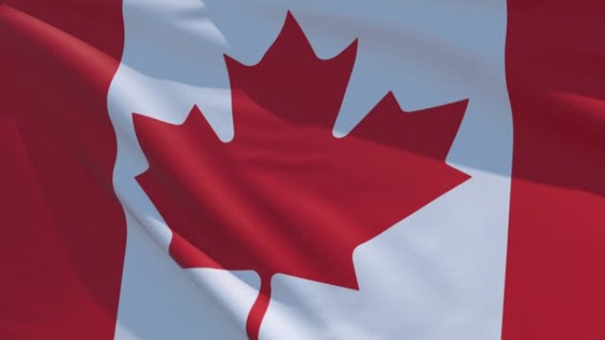 加拿大国旗在阳光明媚的日子里慢动作挥舞，加拿大国旗4K的特写镜头，视频元素