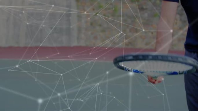网球场男网球运动员的联系网络动画