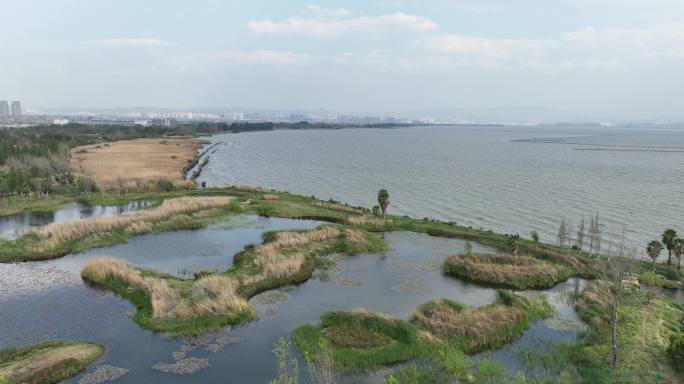 航拍昆明宝丰半岛湿地公园