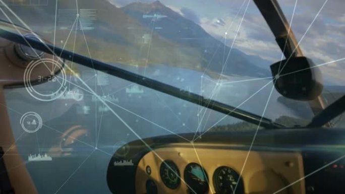 飞行飞机上的连接网络动画