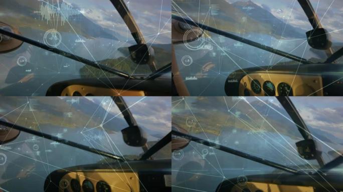 飞行飞机上的连接网络动画
