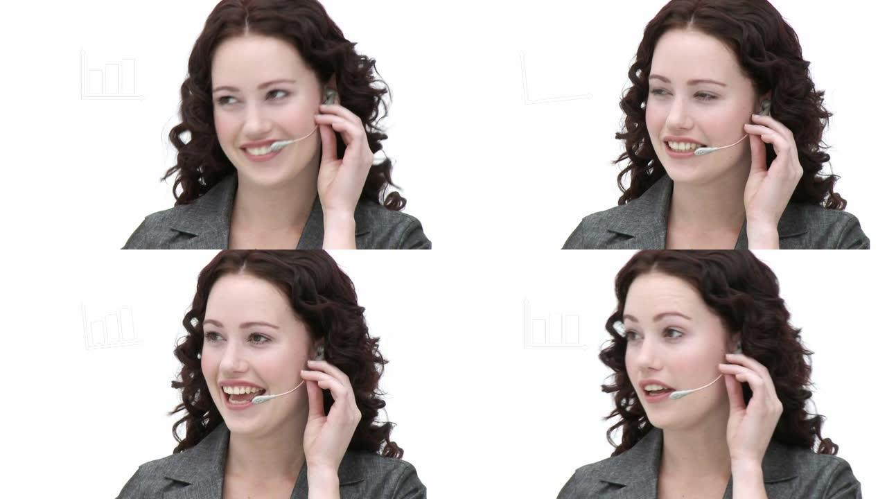 戴着耳机的女商人上图的动画