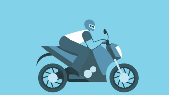 Flat man骑赛车摩托车。生活方式和赛车运动平面设计卡通人物孤立循环2d动画与阿尔法