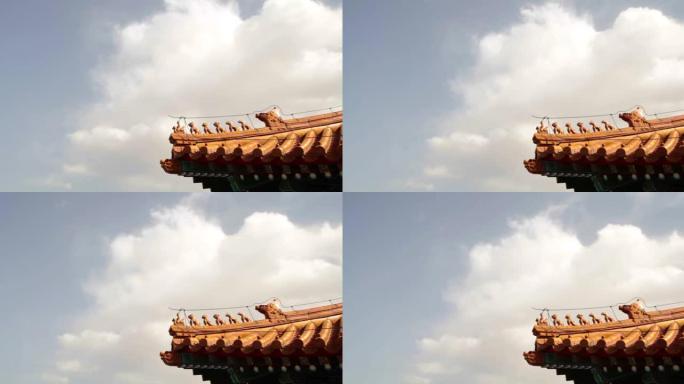 中国北京故宫古建筑屋顶雕塑