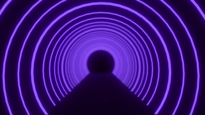 黑色背景上霓虹灯移动隧道变色动画