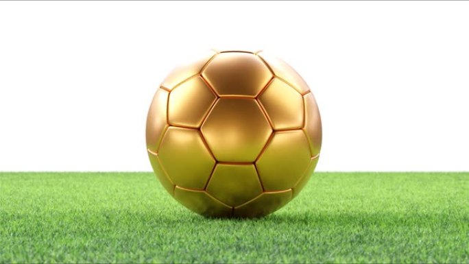 金色足球。足球概念。3d循环动画