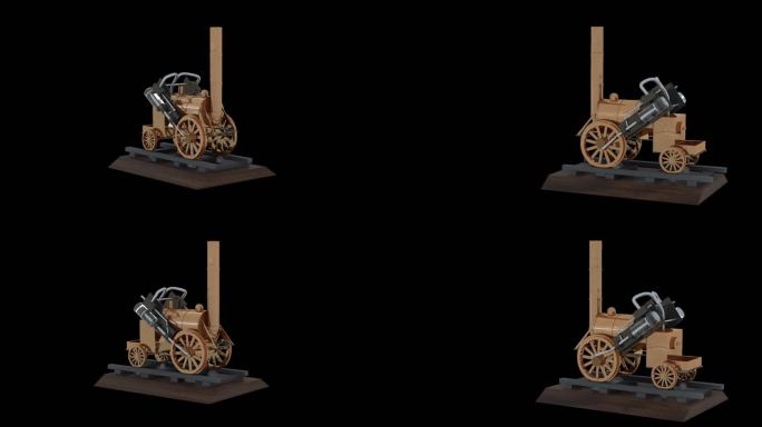 蒸汽机车的三维模型展示（带通道）