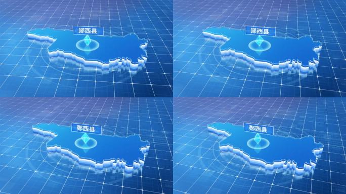 郧西县蓝白色科技定位区域三维玻璃地图