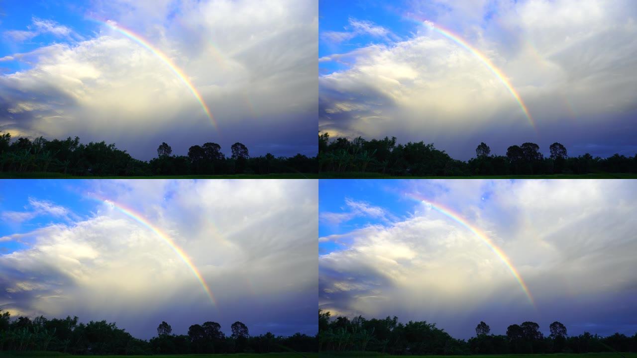 雨后天空中的彩虹彩虹天空云层