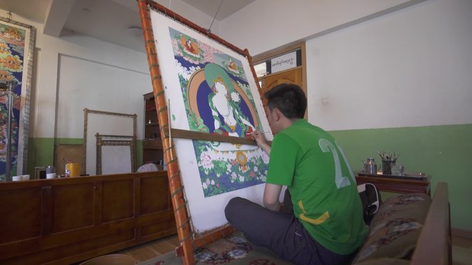 唐卡 藏族 非遗 传承人 工匠 手绘唐卡