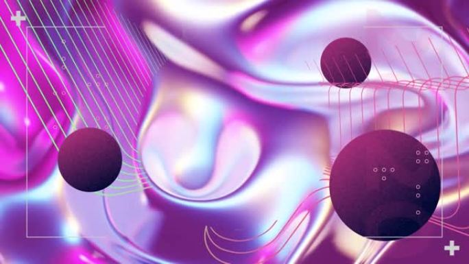 发光液体背景上的紫色球动画