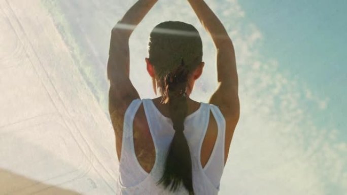女性在户外练习瑜伽的联系网络动画