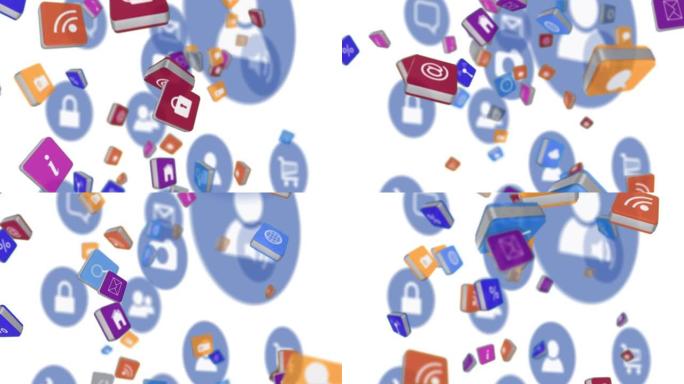 数字图标在白色背景上浮动的动画