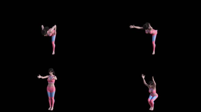CG瑜伽美女瘦身运动动画序列减肥带通道