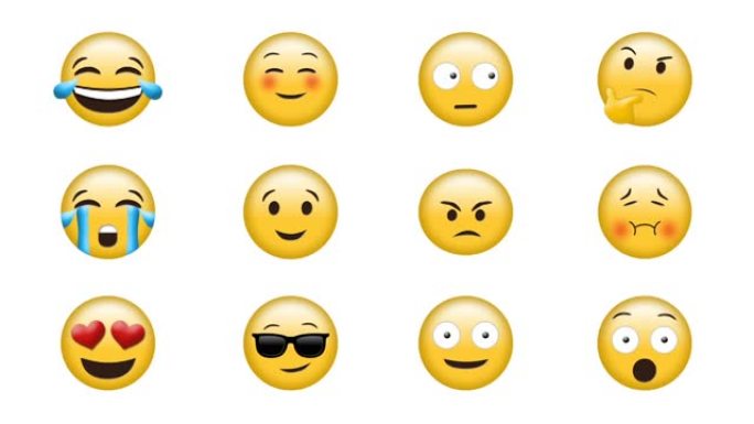 白色背景上emojis图标的动画