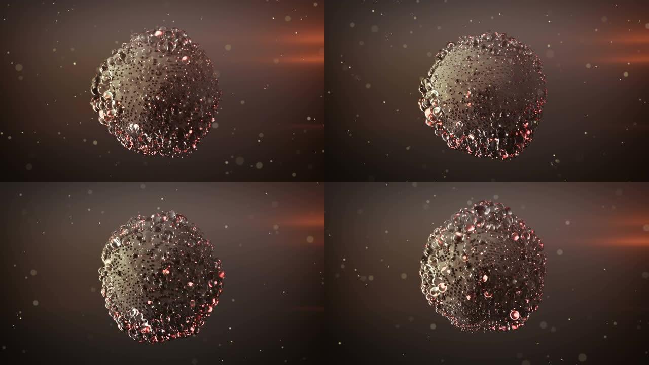 灰色和红色球体的群集悬浮无缝循环3D渲染动画