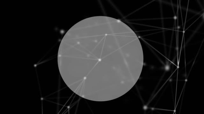 黑色背景上带有复制空间的圆形横幅上的连接网络的数字动画