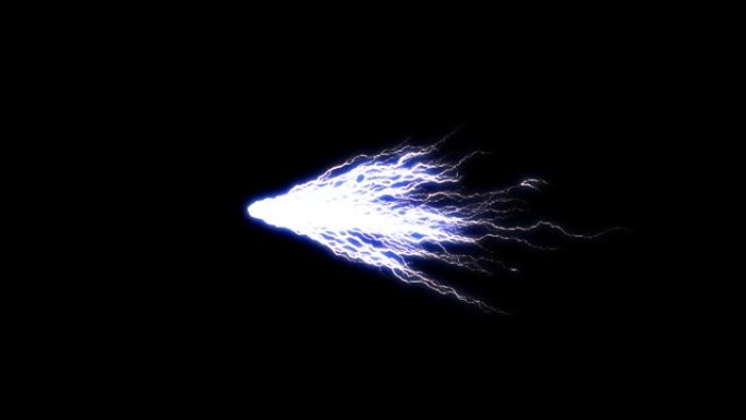 闪电。抽象闪电背景。雷电隔离在黑色背景，明亮的蓝色闪光。电气风暴。轻型螺栓形状FX。4k 3840x