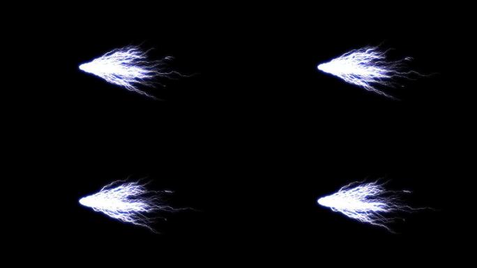 闪电。抽象闪电背景。雷电隔离在黑色背景，明亮的蓝色闪光。电气风暴。轻型螺栓形状FX。4k 3840x