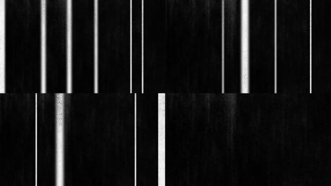 黑色背景上移动的白色垂直划痕线的动画