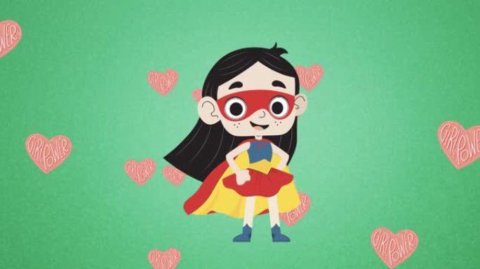 动画的超级英雄女孩，飞过的心
