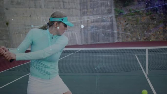 网球场女网球运动员的联系网络动画