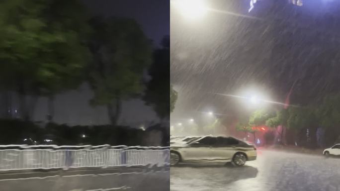 闪电暴雨的车窗外