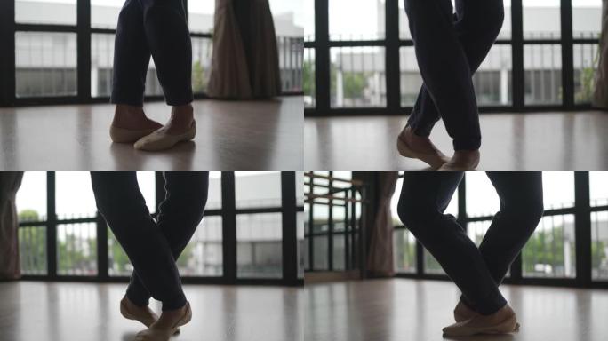 4k男芭蕾舞演员独自在房间里练习芭蕾舞