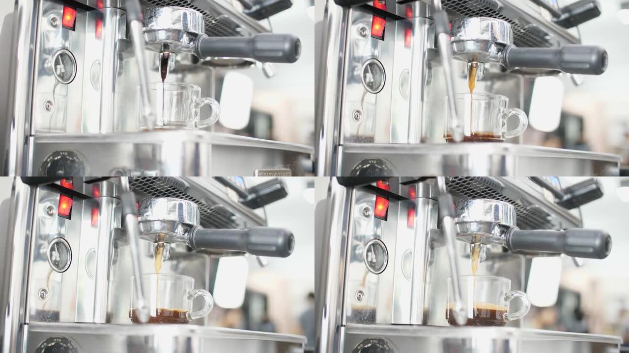用咖啡混合机冲泡浓缩咖啡，煮咖啡