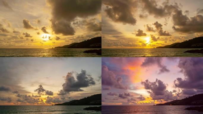 令人惊叹的自然云景日落或日出时彩色柔和云黄金时段天气非常适合数字电影构图背景云在天空快速移动