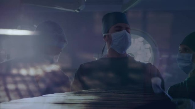 外科医生团队在医院进行手术，以防止人们走路的时间流逝