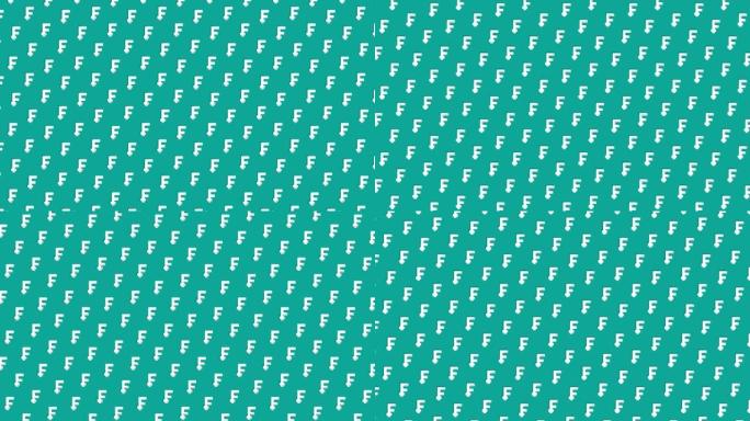 绿色背景上几何马赛克的瑞士货币法郎的细线动画符号。平面设计卡通金钱图标运动图形