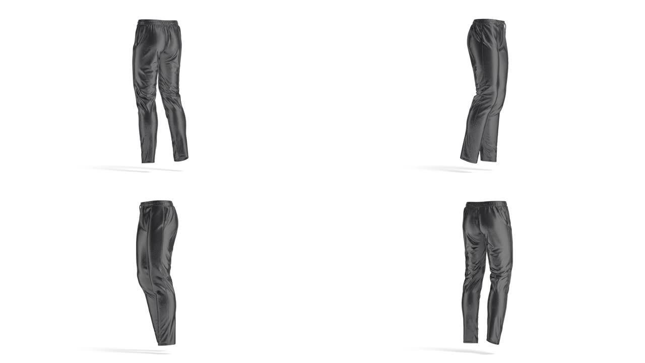 空白黑色运动裤模型，循环旋转