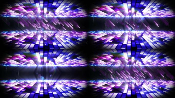 紫色灯光在发光的紫色音乐均衡器上的动画