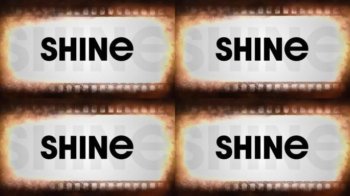 灰色背景上闪耀文本上的电影卷轴效果数字动画