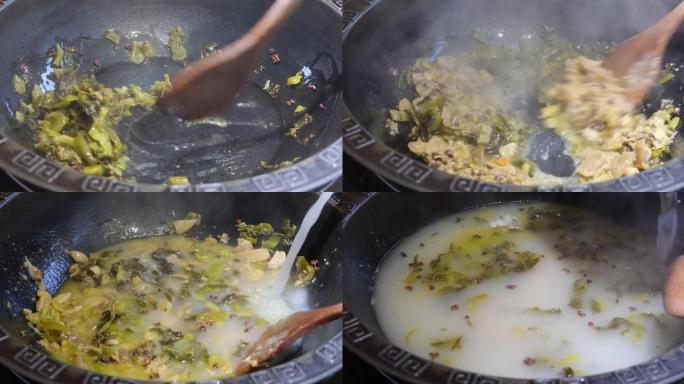 烹饪中国传统酸菜汤
