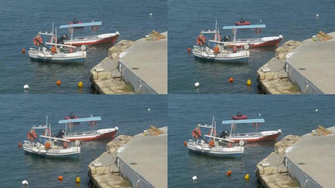 希腊伊拉克利翁港克里特岛的4k 60 fps船