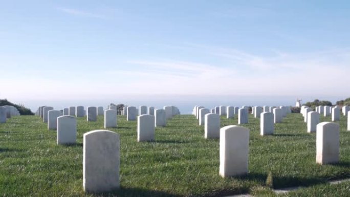 美国军人国家公墓的墓碑，美国的墓地。