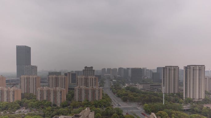 上海嘉定新城阴天车流延时4K