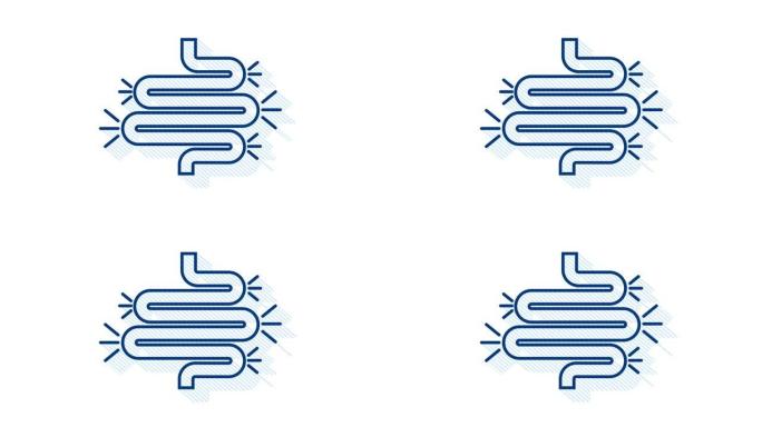 用于医学设计的结肠炎。胃肠病学。肠道便秘图标设计。医疗保健。运动图形。
