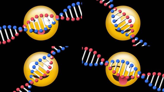 dna链上快乐表情符号图标的动画