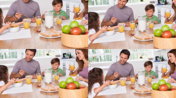 幸福家庭在家吃饭的动画