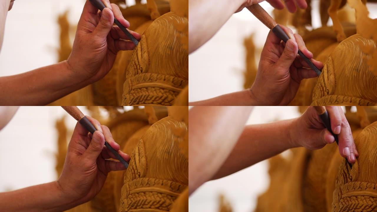 泰国图案木雕。罕见的艺术作品。