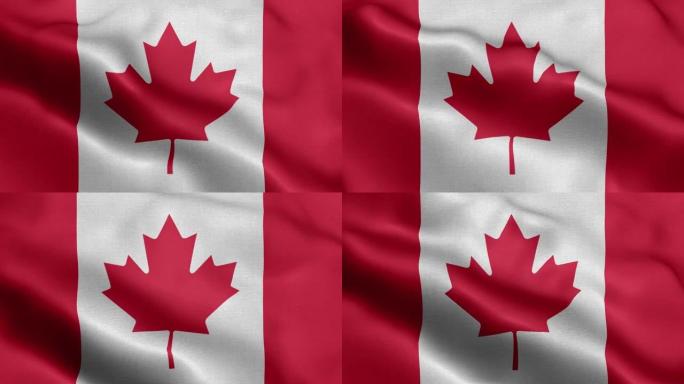 加拿大国旗-加拿大国旗高细节-加拿大国旗波浪图案循环元素-织物纹理和无尽的循环